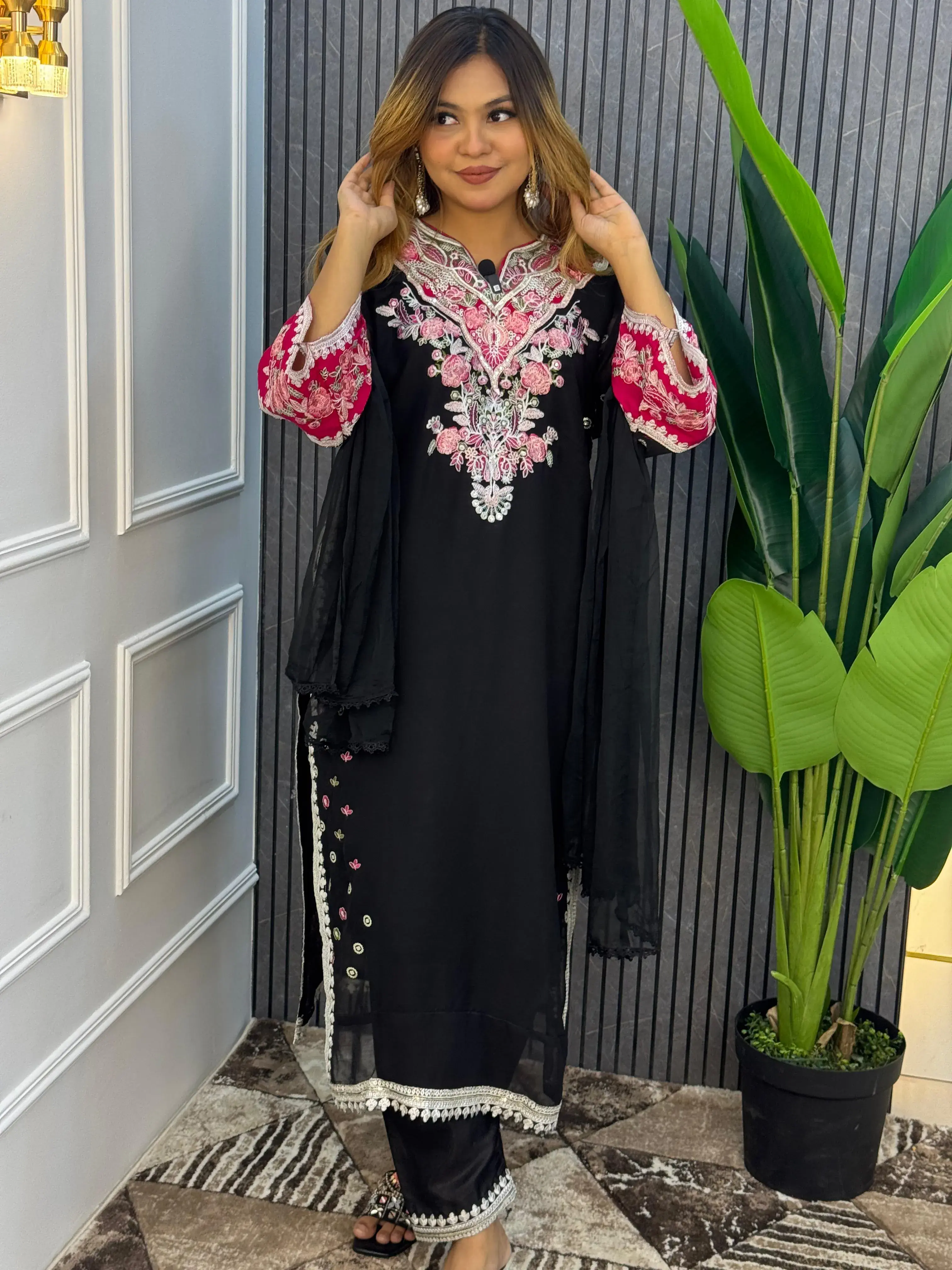 Georgette 3 Pices Stitched Dress view 5